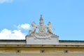 Sculptural composition of the coat of arms of noblemen Urusky on the building of the palace. Warsaw, Poland Royalty Free Stock Photo