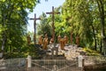 The sculptural composition of the episode of the crucifixion of Jesus to Calvary, the Sanctuary of Our Lady of Lourdes