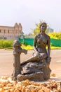 Sculptural composition `The Mermaid by the Water Pillar` on Lunacharsky Street on a summer sunny day Royalty Free Stock Photo