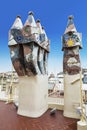 Sculptural composition on the roof of Casa Batllo, Barcelona, Royalty Free Stock Photo