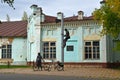 The sculptural composition `The Signalman and the Postman` in Yelabuga. Tatarstan