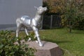 sculptural composition silver donkey, House on Mill Square, concept tourist attractions, Karlsdorf-Neuthard, Germany - October 16