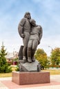 Sculptural composition tankman and infantryman. Prokhorovka. Russia Royalty Free Stock Photo