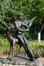 Sculptural composition `Vitebsk melody on the French violin`, a monument to Mark Chagall in the courtyard of the memorial house mu