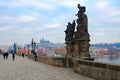 Sculptural compositions of Charles Bridge, Prague, Czech Republic. Madonna with Saint Dominic and Thomas Aquinas 1708