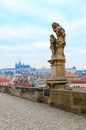 Sculptural compositions of Charles Bridge, Prague, Czech Republic. Saint Anne, mother of Virgin Mary Royalty Free Stock Photo