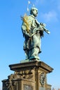 Sculptural compositions of Charles Bridge, Prague, Czech Republic. Saint Jan of Nepomuk 1683