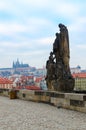 Sculptural compositions of famous medieval Charles Bridge, Prague, Czech Republic. Saints Cyril and Methodius Royalty Free Stock Photo