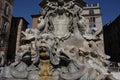 Sculptural details in the Piazza del Pantheon, in Rome, Italy