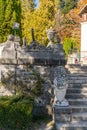 Sculptural details of Peles Castle in Sinaia, Romania Royalty Free Stock Photo