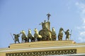 Sculptural group on the old building roof, St. Petersburg Royalty Free Stock Photo