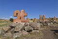 ARTASHAVAN, ARMENIA - SEPTEMBER 21, 2018: Sculptural monument of the Armenian alphabet, Armenia