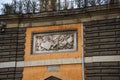 Sculptural Panel in the Piazza del Popolo in Rome Italy. The name in modern Italian literally means `People`s Square