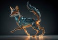 sculptural piece of a running fox using glassblowing techniques. Highlight the transparency and fluidity of glass to capture the