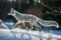 sculptural piece of a running fox using glassblowing techniques. Highlight the transparency and fluidity of glass to capture the