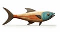 Sculptural Wooden Fish Maya Rendered, Photorealistic, Precisionist Style