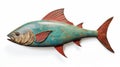 Sculptural Wooden Fish With Naturalistic Bird Portraits