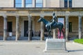 Sculpture of Amazon on horse near New Museum on famous Museum Island, Berlin, Germany