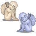 Sculpture angel baby serene. Figurine decorative isolated on white background. Vector Royalty Free Stock Photo