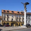 Sculpture of Angel blowing a trumpet has been established by the sculptor of Romas Vilciauskas on April 1, 2002. It is a symbol of Royalty Free Stock Photo