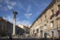 Sculpture of Angel blowing a trumpet has been established by the sculptor of Romas Vilciauskas on April 1, 2002. It is a symbol of Royalty Free Stock Photo