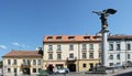 Sculpture of angel blowing a trumpet