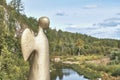 Sculpture Angel of One Hope. Close-up. Nature park Deer streams, Sverdlovsk region, Russia.