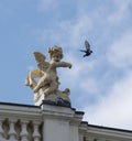 Sculpture of angels at the Opera and Ballet Theater in Odessa. Funny frame