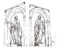 Sculpture of the apostles Peter and Anthony. Sketch.