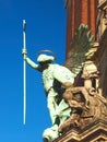 Sculpture of Archangel Michael fighting Satan at St. Michaelis Church in Hamburg Royalty Free Stock Photo