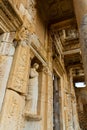 Sculpture of Arete on restored facade of Celsus Library in Ephesus, Turkey