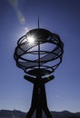 Sculpture of an armillary sphere world machine in the Belem district of Lisbon Royalty Free Stock Photo