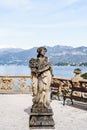 Sculpture on the balcony overlooking Lake Como. Villa Balbianello, Italy Royalty Free Stock Photo