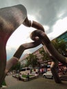 Sculpture Berlin . Symbol of the post-war division of Berlin. In the form of broken chains