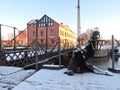 Sculpture - Black Ghost- in Klaipeda town, Lithuania Royalty Free Stock Photo