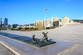 Sculpture of boy and girl in Xinghai Square, Dalian