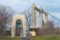 Sculpture and Bridge at Nicollet Island Royalty Free Stock Photo