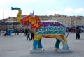Sculpture of bright colourful elephant in Marseill