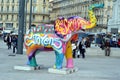 Sculpture of bright colourful elephant in Marseill