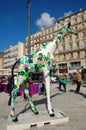 Sculpture of bright colourful giraffe in Marseilles