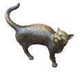 Sculpture bronze cat close up isolated on white background Royalty Free Stock Photo