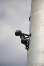 Sculpture of a bronze crawling babies called Miminka at the Zizkov TV Tower. Designed by David Cerny. Royalty Free Stock Photo