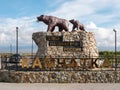 Sculpture of brown bears as the main symbol of Kamchatka: Russia begins here