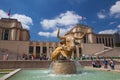 Sculpture of the bull and the deer front of the Palais de Chaillot.Paris