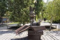 Sculpture of the Bunny from a poem by Agnia Barto in the Komsomolsk Garden. Volgograd Royalty Free Stock Photo