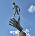 The sculpture called Hand of God in the sculpture garden in the Millesgarden art museum