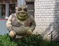 The sculpture of the cartoon character Shrek.On the street in the city of Taishet of the Irkutsk region. Russia