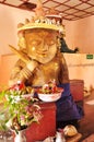 Sculpture carved antique soldier guardian deity angel god for burmese people and foreign traveler visit respect praying at