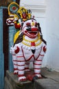 Sculpture carving ancient stone napali lion singha guardian statue at antique old antique Chok Hanuman Dhoka Royal Palace at