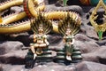 Sculpture carving Grandpa Naga Pu Si Suttho and Grandma Naka Si Pathumma for thai people travelers visit respect praying blessing